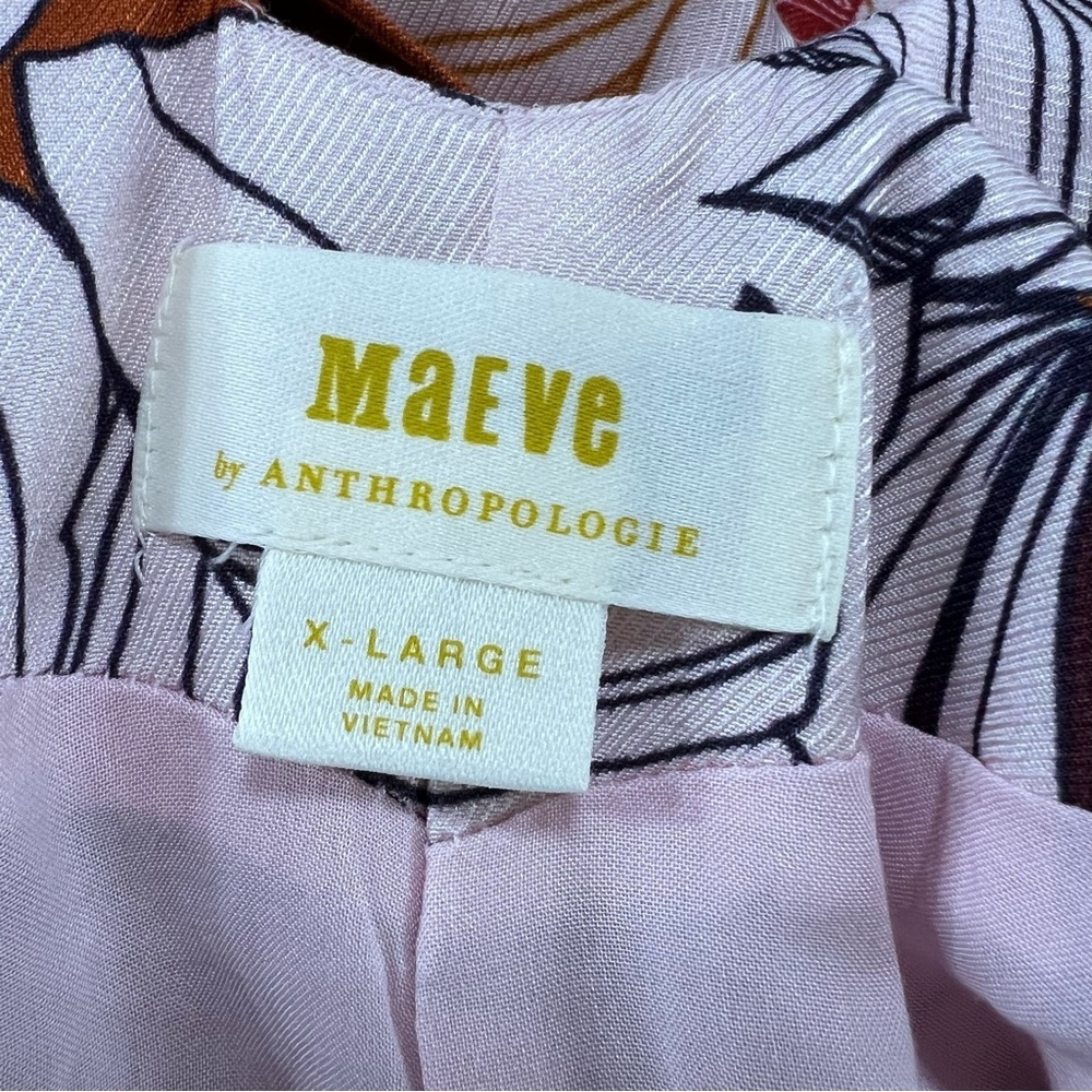 Anthropologie Maeve Maxi Dress Women’s XL Floral Twist Back Orange Slit Sides Q - Picture 10 of 11